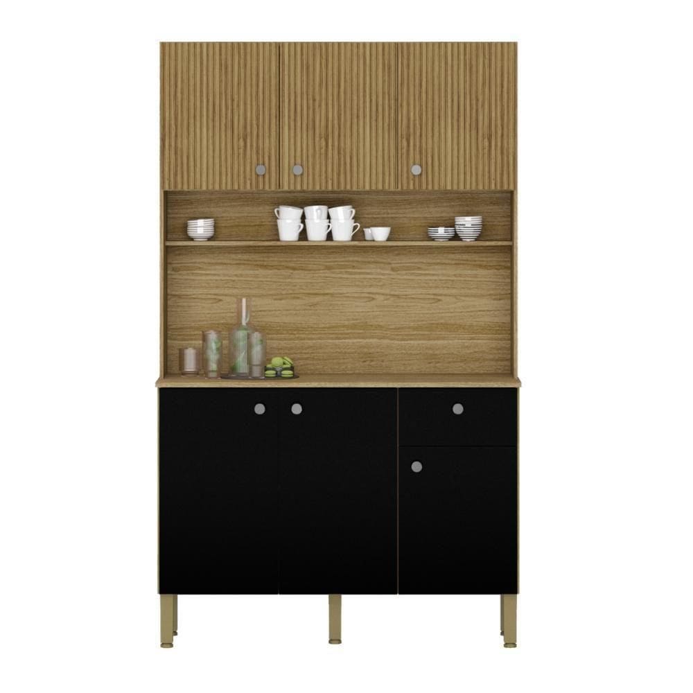 Kit De Cozinha 6 Portas Barcelona Nero Ripado