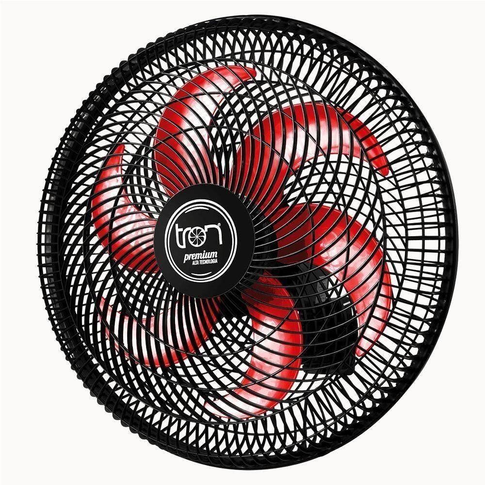 Ventilador Parede Lorena Preto Oscilante 110V Pás Vermelho