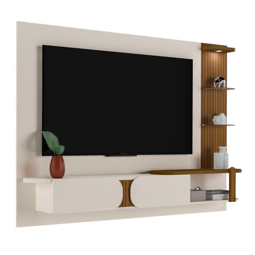 Painel Ripado Para De 72 Polegadas Iguaçu Off White Pinho