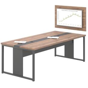 Mesa De Reunião Com Painel 4 Lugares Empresa Noce Preto