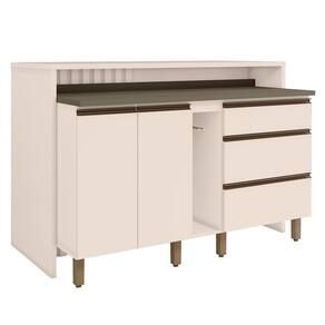 Kit Ilha Gourmet Connect Com Balcões 60cm E Porta Toalha Off White Móveis Henn Off White