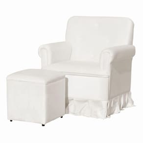 Poltrona Balanço De Amamentação Quarto Com Puff Giulia Suede Suede Branco