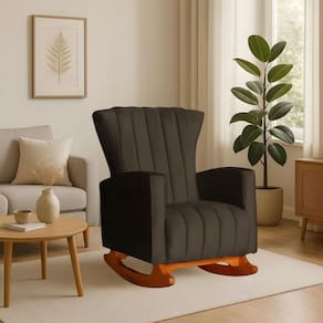 Poltrona Amamentação E Descanso Pés Balanço Luiza Suede Suede Marrom