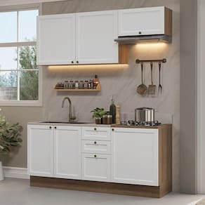 Armário De Cozinha Compacta 180 Cm Rustic/branco Vik Madesa 01 Rustic/branco