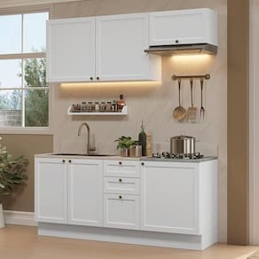 Armário De Cozinha Compacta 180 Cm Branco Vik Madesa 01 Branco