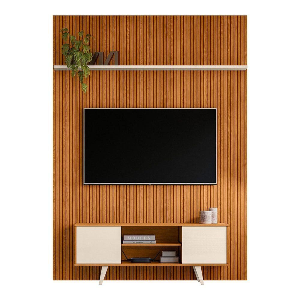 Combo Painel De 60 Polegadas + Rack New Panorama - 7 Decor Cinamomo E Off White