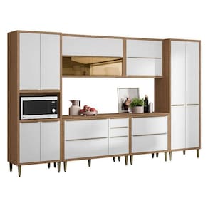 Cozinha Modulada Paola Composição 5 Carvalho Dakar Branco Brilho - Aramóveis