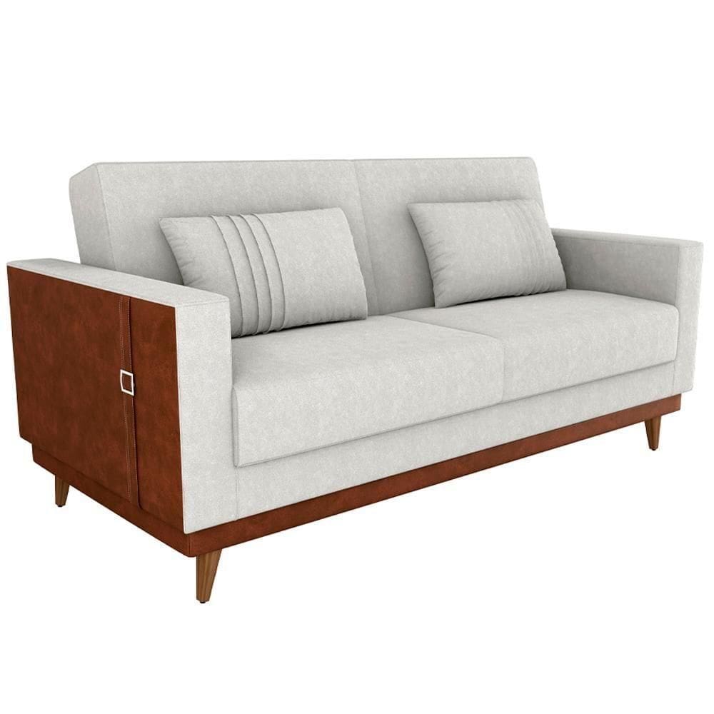 Sofa Cama 2 Lugares 203 Cm Esther Boucle Corino Whisk Milani Store Natural
