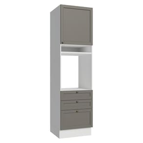 Torre Quente 60 Cm 1 Porta 3 Gavetas Branco/cinza Vik Madesa Branco/cinza