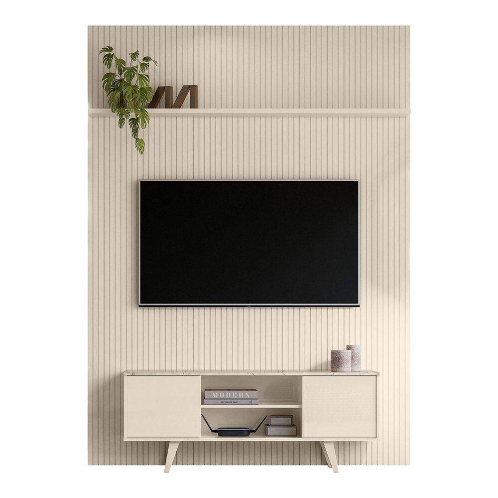 Combo Painel De 60 Polegadas + Rack New Panorama - 7 Decor Calacata E Off White