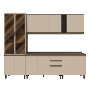 Cozinha Modulada Connect 6 Peças Com Cristaleira Duna/cristal - Móveis Henn Duna/cristal