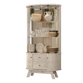 Cristaleira Com Espelho Moss - 7 Decor Calacata E Off White
