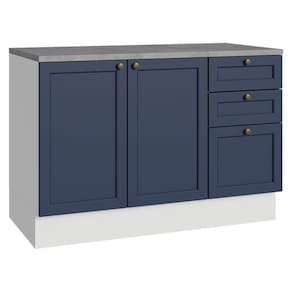 Balcão De Cozinha 120 Cm 2 Portas 3 Gavetas Branco/azul Vik Madesa Branco/azul