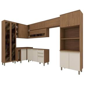 Cozinha Modulada Requinte 9 Peças Com Torre Quente 2 Fornos Nature/areia - Móveis Henn Nature/areia