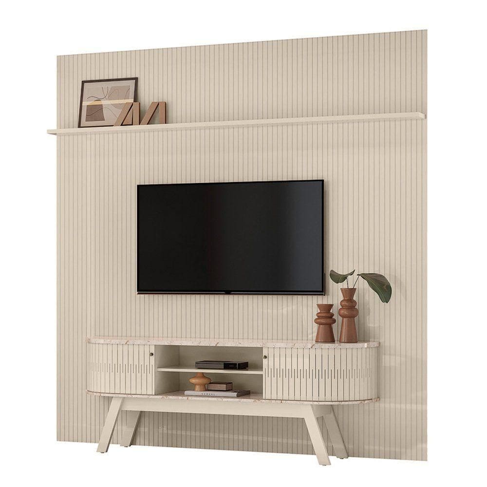 Combo Painel De 60 Polegadas + Rack New Laguna - 7 Decor Calacata E Off White