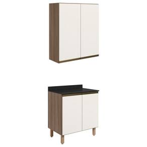 Armario Aereo Balcao 2 Portas 70cm Mdf Kali Nicioli Carvalho Toq Off White Cetim
