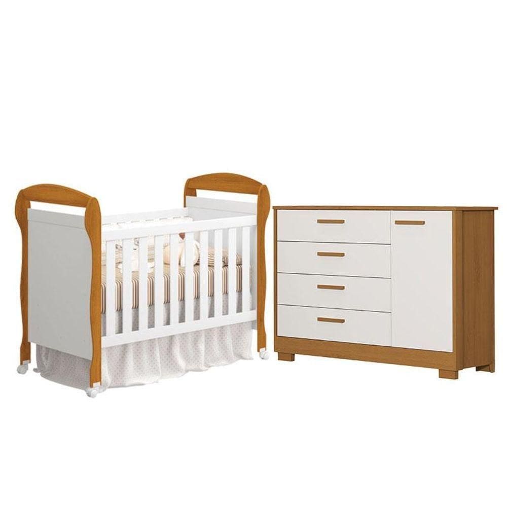 Berço Americano Danny E Cômoda Infantil Zaki Branco Acetinado Savana - Reller
