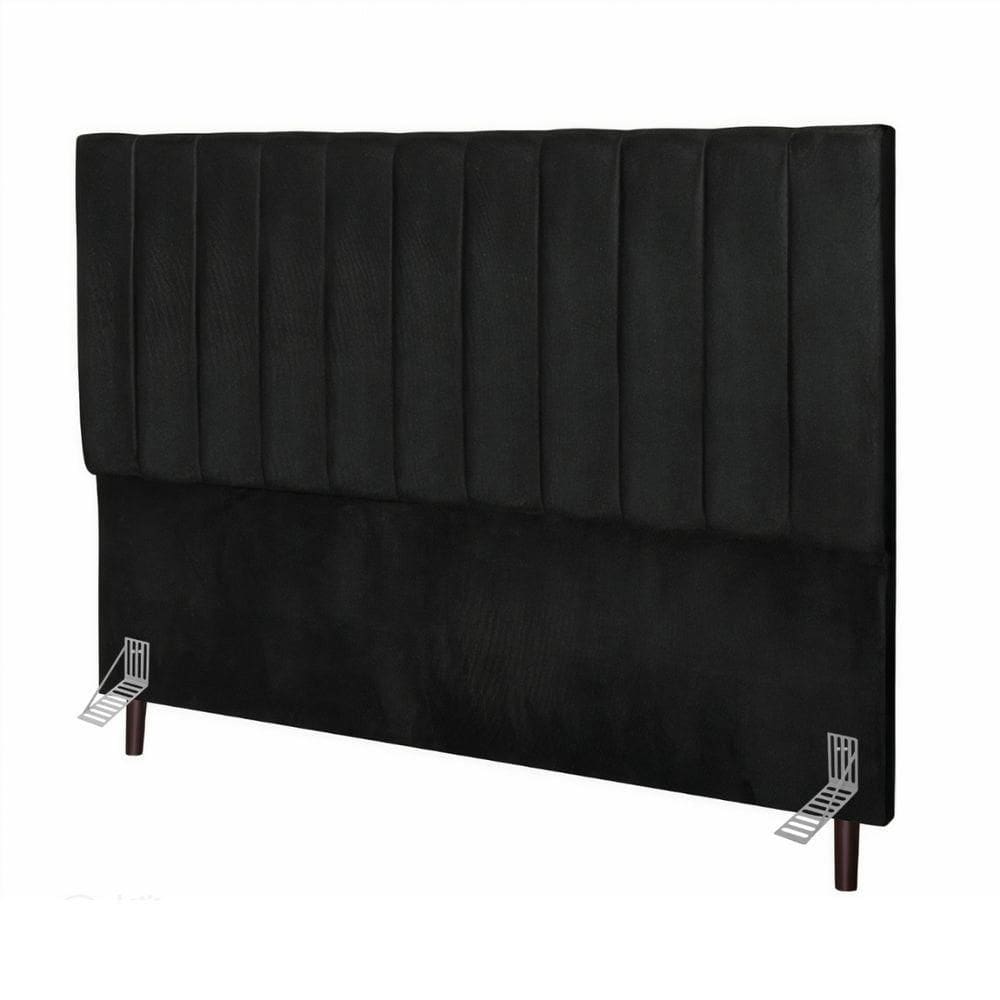 Cabeceira Estofada Cama King 195 Cm Lídia Corino E Frame Preto