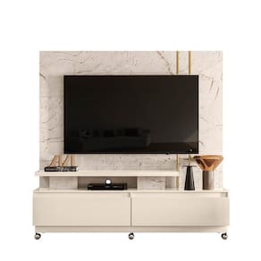 Combo Home Com Rodinhas + Painel Para 60 Polegadas New Apolo - 7 Decor Calacata E Off White