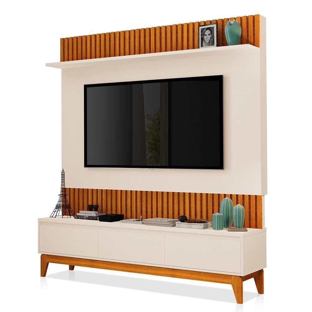 Estante Home Theater Antalya Freijó-off White Para Até 75- Móveis Luapa Freijó-off White
