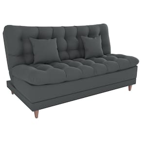 Sofa Cama 2 Lugares 185 Cm Duda Veludo Light B250 Milani Store Cinza