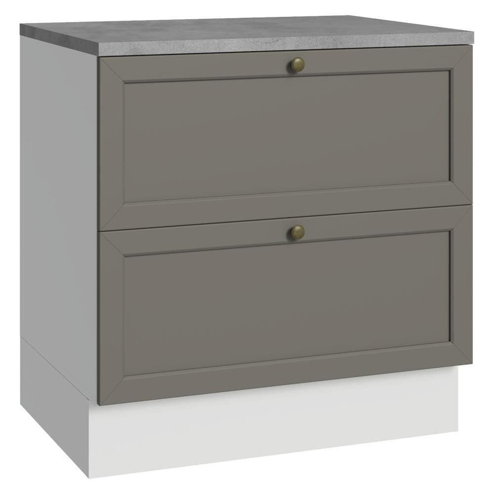 Balcão De Cozinha 80 Cm 2 Gavetas Branco/cinza Vik Madesa Branco/cinza