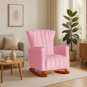 Poltrona Amamentação E Descanso Pés Balanço Luiza Suede Suede Rosa