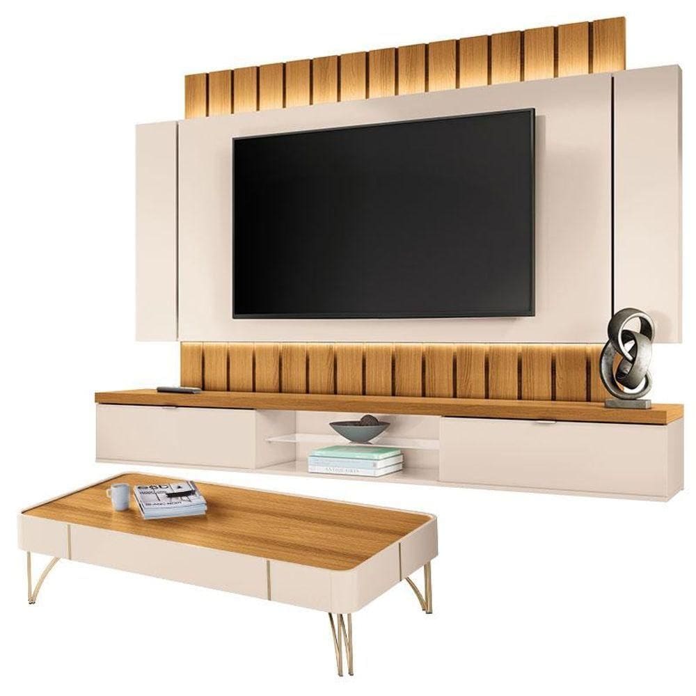 Home Suspenso Illusion E Mesa De Centro Cadenza Cinamomo Off White - Hb Móveis