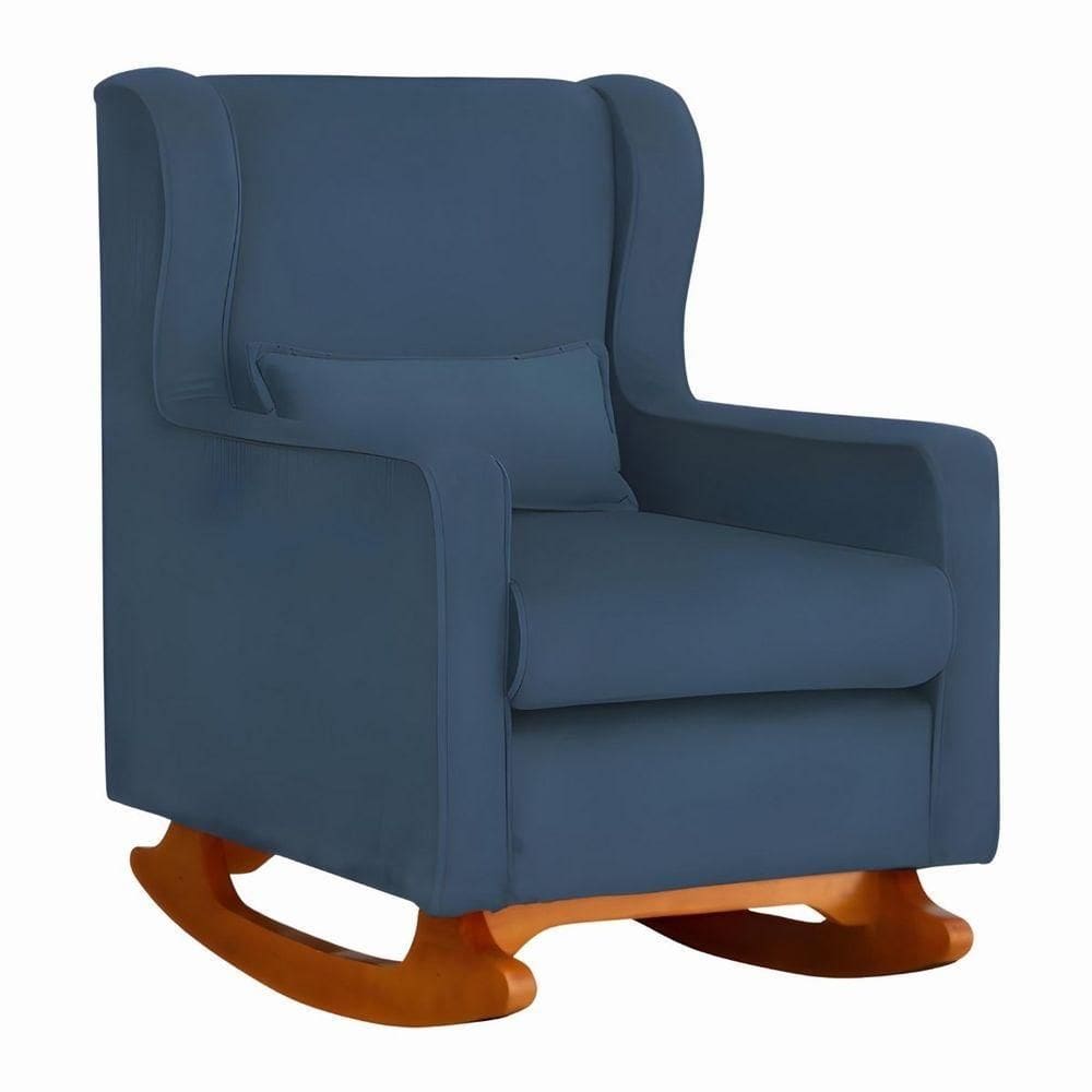 Poltrona De Descanso Com Balanço E Amamentar Aurora Suede Suede Azul Royal