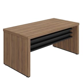 Mesa Para Escritório Grande Mdp Tampo Tamburato Nogal/preto
