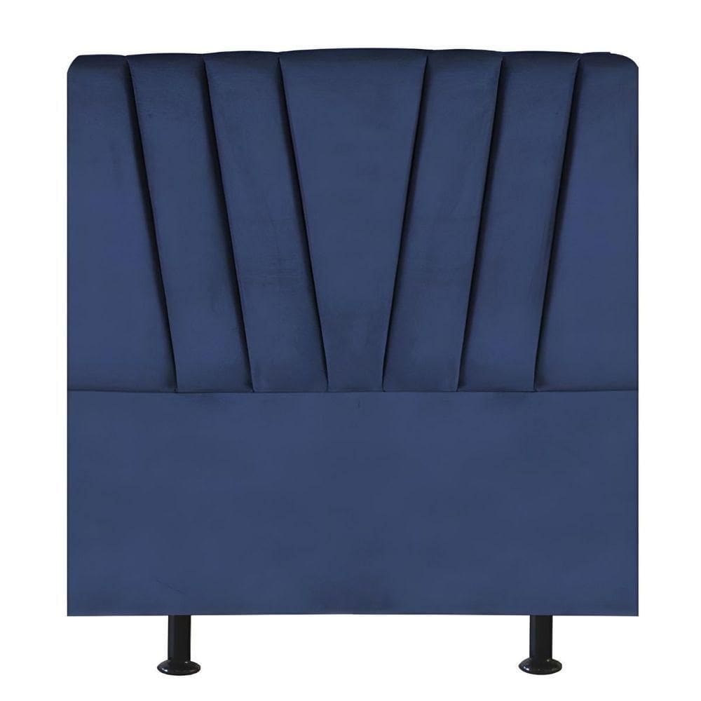 Cabeceira Estofada Cama Box King 195 Cm Louise Veludo azul Marinho