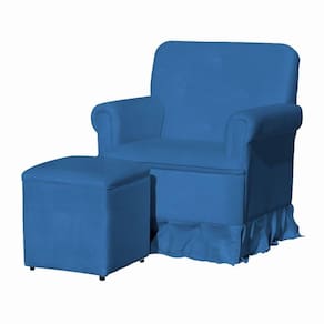 Poltrona Balanço De Amamentação Quarto Com Puff Giulia Suede Suede Azul Royal