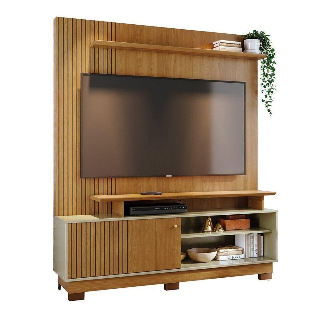 Combo Home Com Pés + Painel Para 60 Polegadas Ares - 7 Decor Cumaru E Opala