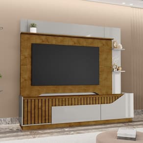 Rack Com Painel Para Até 75 Polegadas Com 2 Portas E 1 Gaveta Multimóveis Cr45276 Naturalle/off White