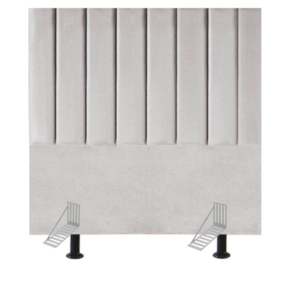Cabeceira Cama Casal Queen Size 160 Cm Luna Veludo E Frame cinza Claro