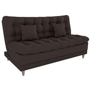 Sofa Cama 2 Lugares 185 Cm Duda Veludo Light B255 Milani Store Marrom