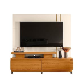 Combo Home Com Rodinhas + Painel Para 60 Polegadas New Apolo - 7 Decor Cinamomo E Off White
