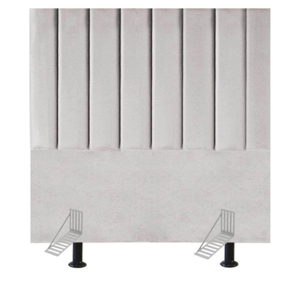 Cabeceira Cama Casal Queen Size 160 Cm Lídia Suede E Frame cinza Claro