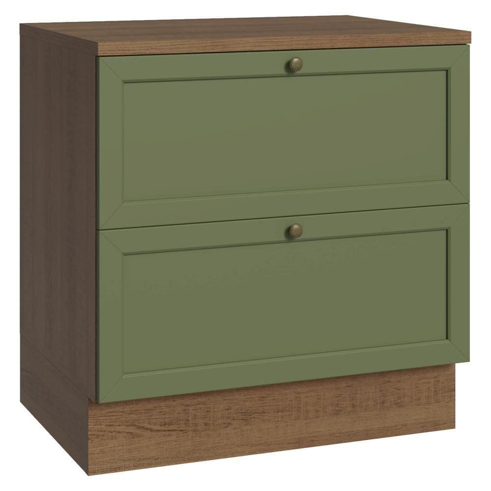 Balcão De Cozinha 80 Cm 2 Gavetas Rustic/verde Vik Madesa Rustic/verde