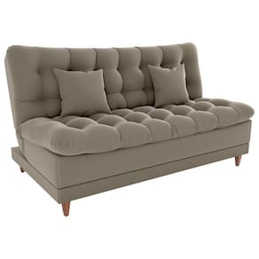 Sofa Cama 2 Lugares 185 Cm Duda Veludo E434 Milani Store Marrom Claro