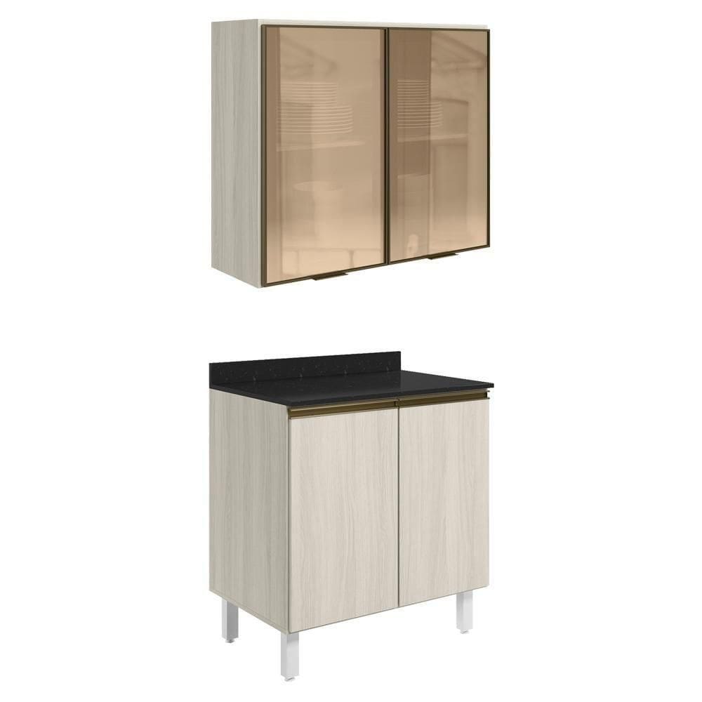 Armario Aereo Vidro Balcao 2p 80cm Mdf Kali Nicioli Bianco Toq