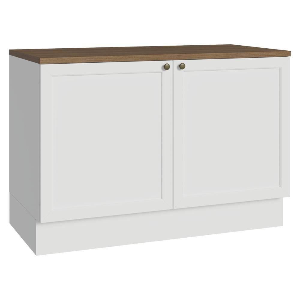 Balcão De Cozinha 120 Cm 2 Portas Branco Tampo Rustic Vik Madesa Branco/rustic