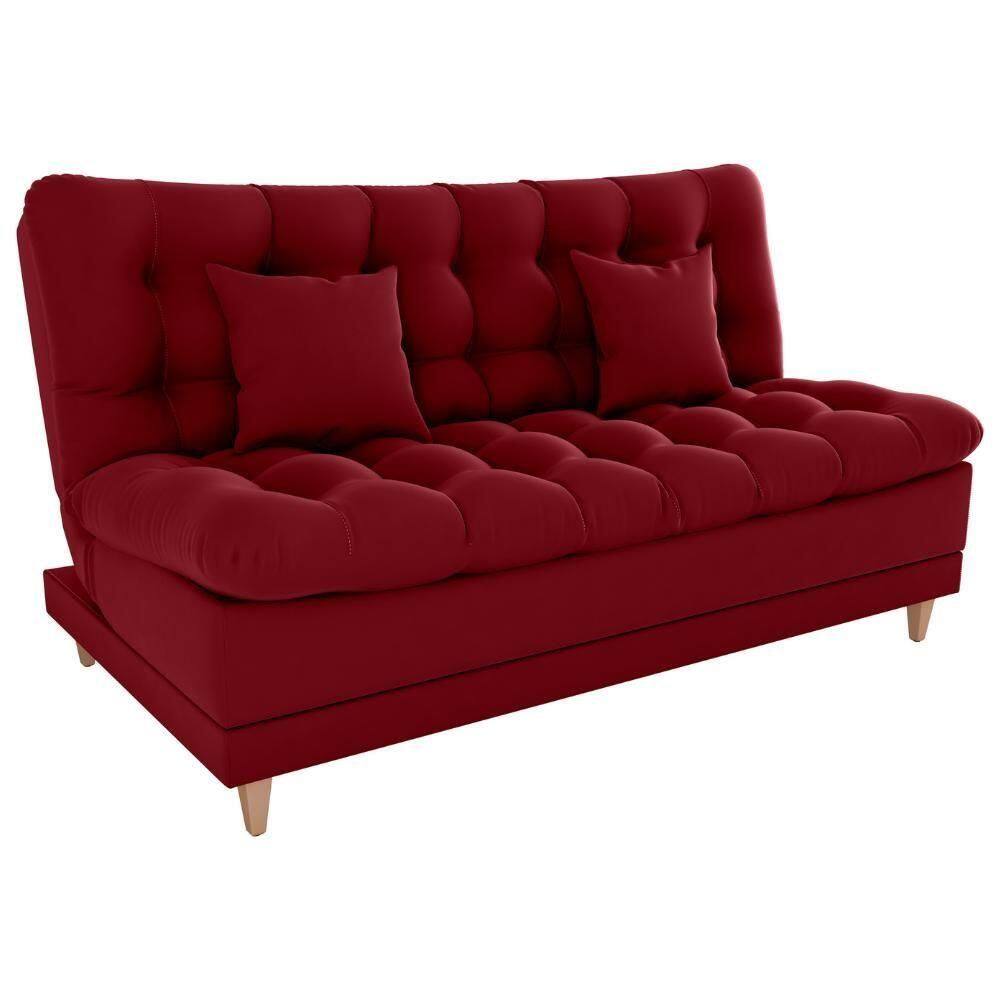 Sofa Cama 2 Lugares 185 Cm Duda Veludo Maserati Milani Store Vermelho