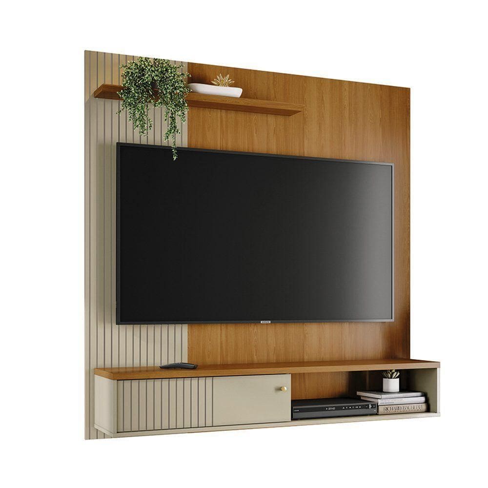 Painel Bancada Suspensa Para 60 Polegadas Aurora - 7 Decor Cumaru E Opala