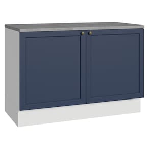 Balcão De Cozinha 120 Cm 2 Portas Branco/azul Vik Madesa Branco/azul