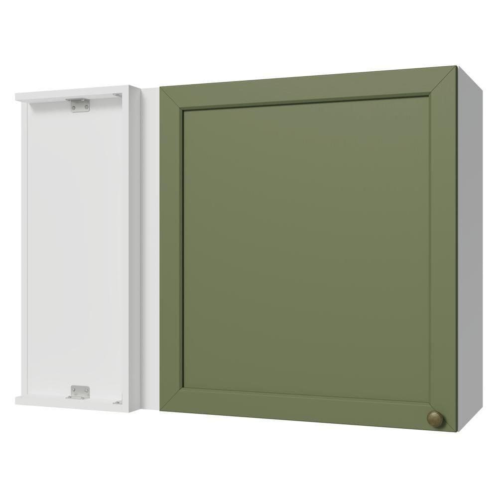 Armário Aéreo De Canto 1 Porta Branco/verde Vik Madesa Branco/verde