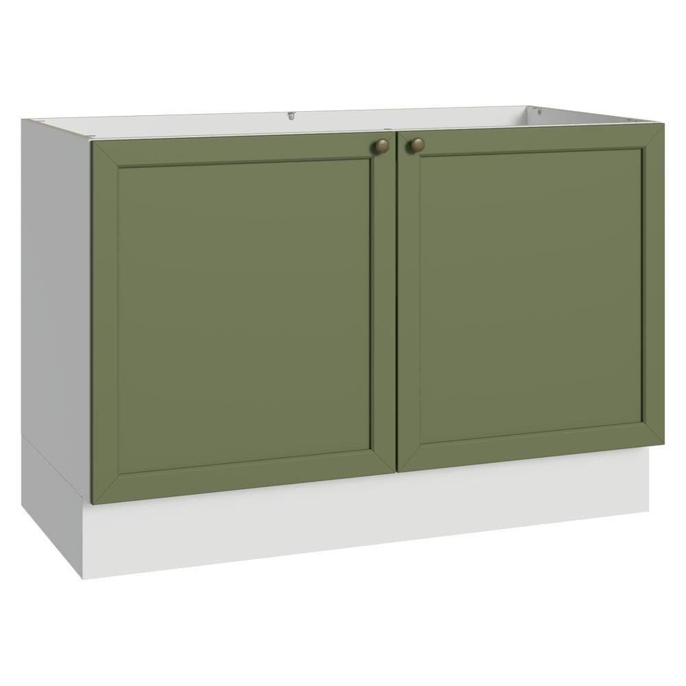 Balcão Gabinete De Pia 120 Cm (sem Tampo) Branco/verde Vik Madesa Branco/verde