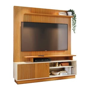 Combo Home + Painel Para 60 Polegadas Ares - 7 Decor Cinamomo E Off White