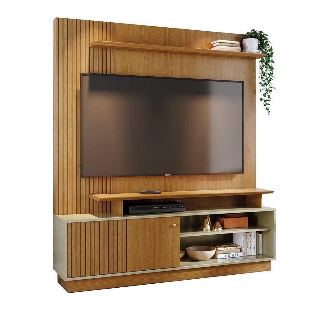Combo Home + Painel Para 60 Polegadas Ares - 7 Decor Cumaru E Opala