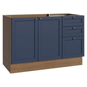 Balcão De Pia 120 Cm 2 Portas 3 Gavetas (sem Tampo) Rustic/azul Vik Madesa Rustic/azul